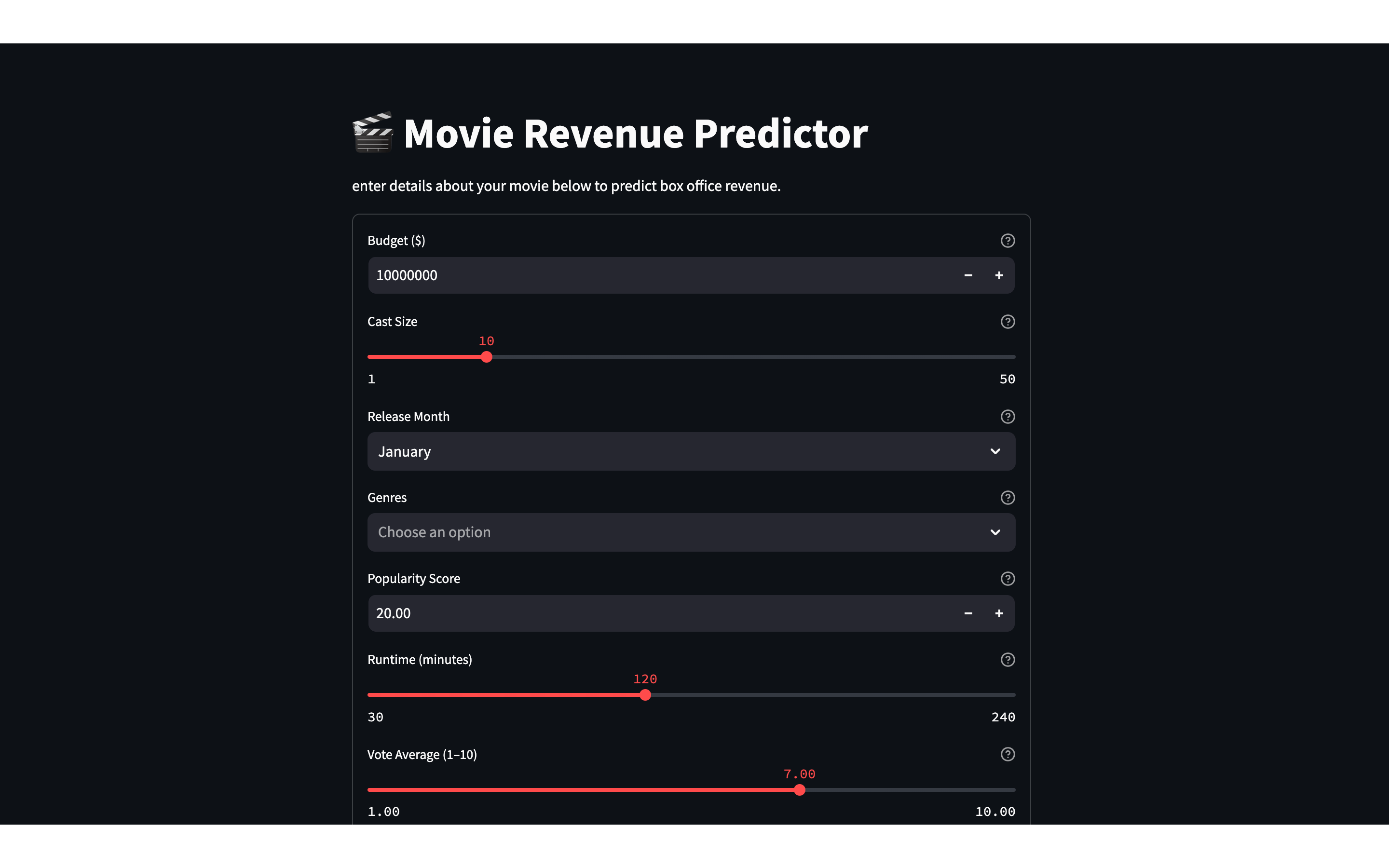 Movie Revenue Predictor preview